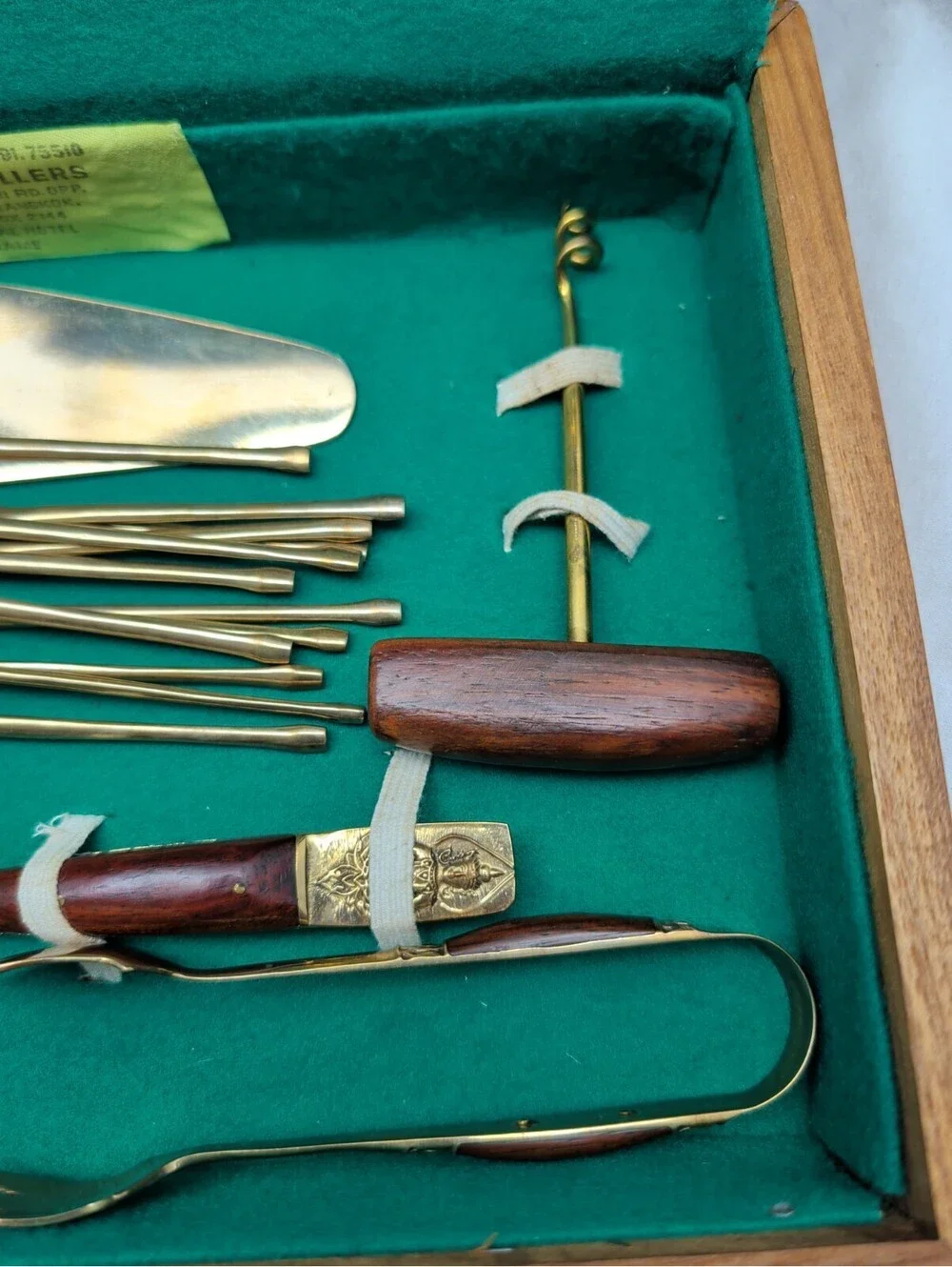 Vintage James Brass Bartender Set In Wood Case 11 Piece